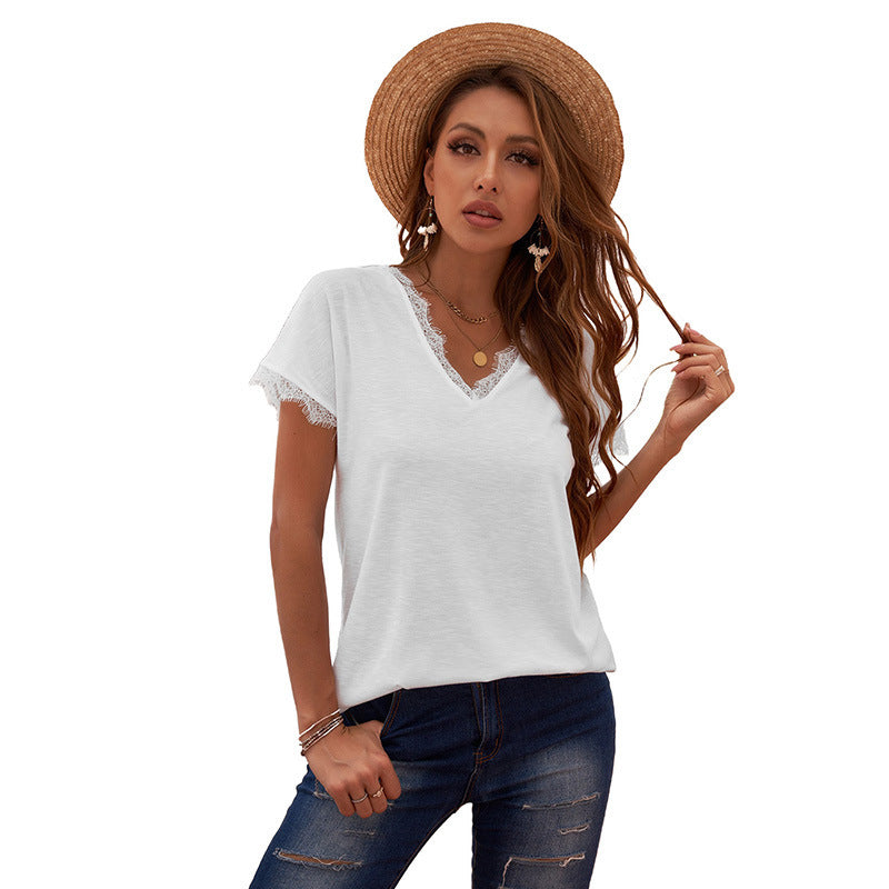 Solid Color T-shirt For Women In Europe And America