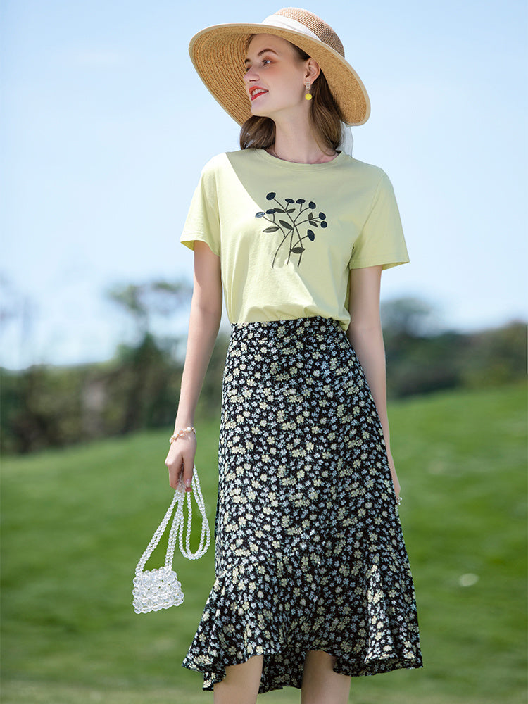 Fashion Cotton Short Sleeve T-shirt Woman