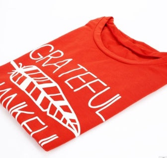 Red Women T-shirt Blessed Print O-Neck