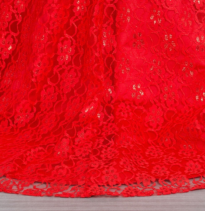 Sequined Lace Waist Fishtail Wedding Dress with Tube Top and Strap Back