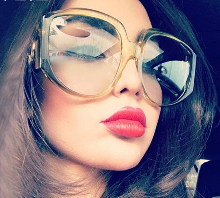 Oversized Round Women’s Sunglasses with Olive Frames