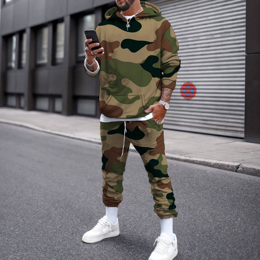 3D Digital Printing Fashion Autumn And Winter Hooded Sweater Sweatpants Set
