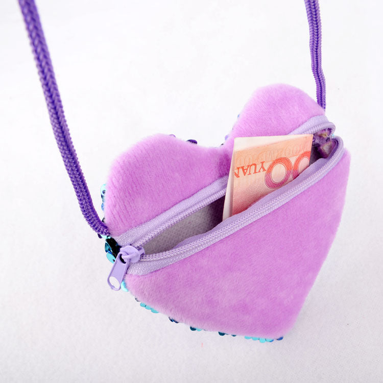 Sequined Love Lanyard Bag – Cute Children’s Coin Purse