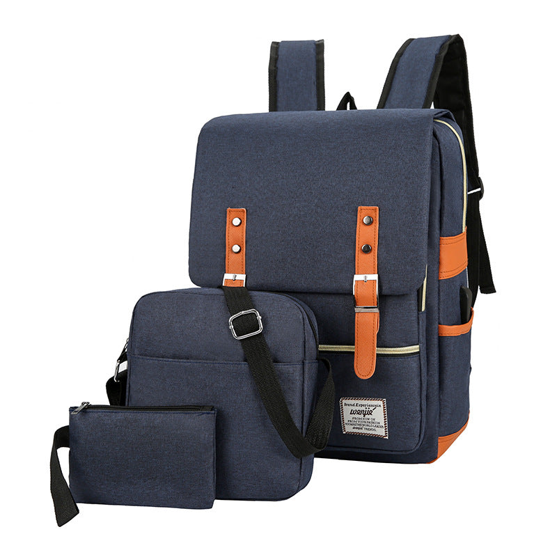 Unisex Slim Oxford Laptop Backpack Set Water Resistant