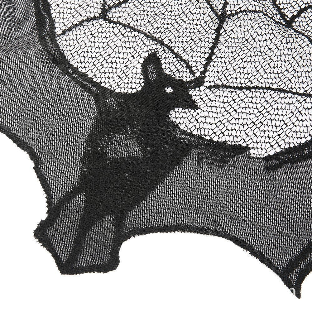 Halloween Lace Spider Web Table Skirt – Spooky Party and Haunted House Decoration
