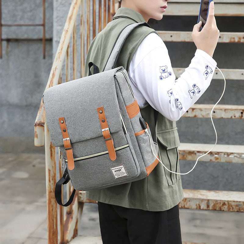 Unisex Slim Oxford Laptop Backpack Set Water Resistant