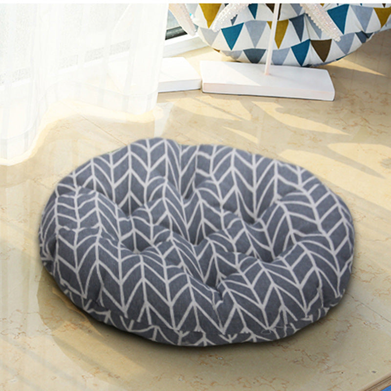 Botanical Flower Pattern Blended Rattan Floor Mat and Chair Seat Cushion