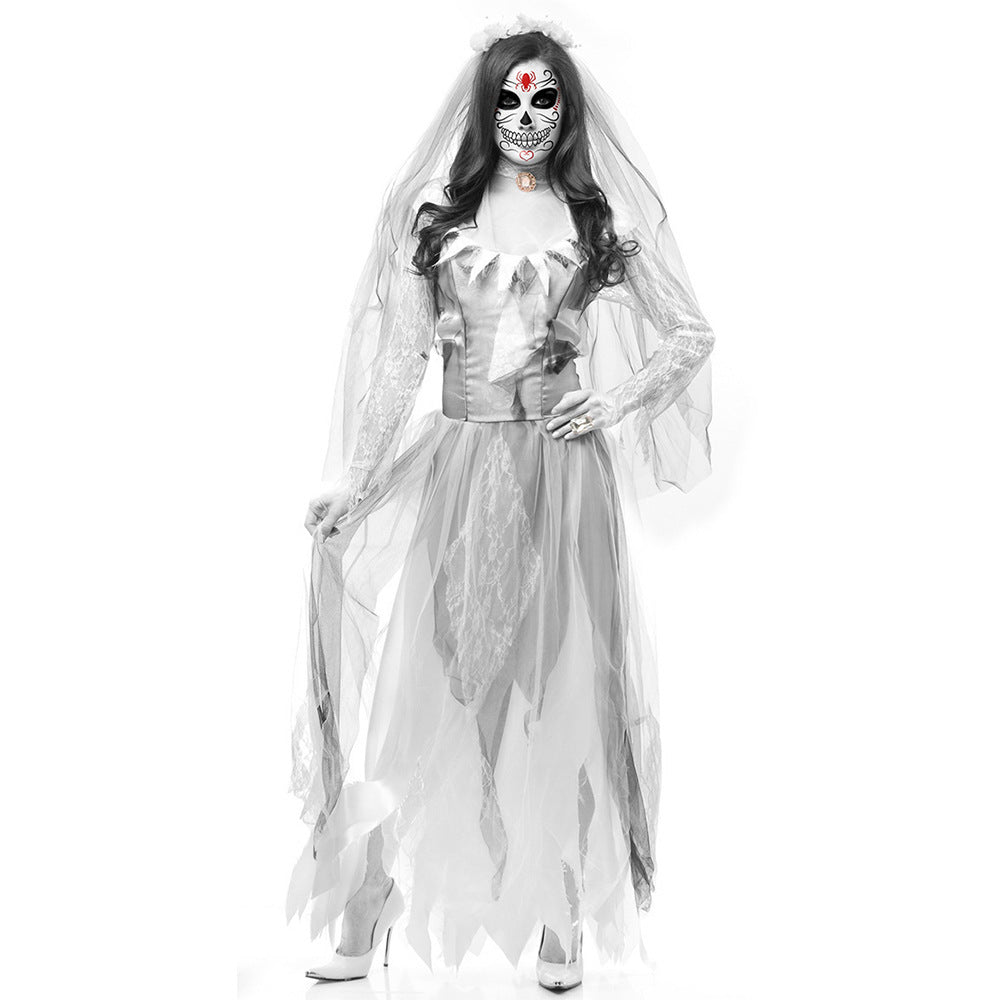 Halloween Zombie Bride Costume – Scary Undead Wedding Dress for Women’s Cosplay and Parties