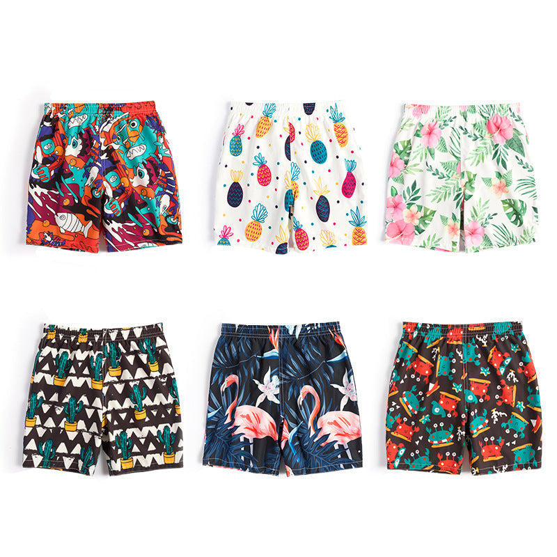 Boxer Style Beach Shorts for Boys Polyester Swim Trunks