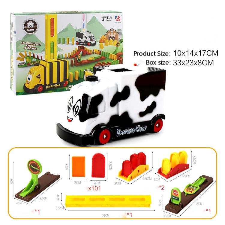 Puzzle domino car electric train with sound and light music automatic licensing electric car toy