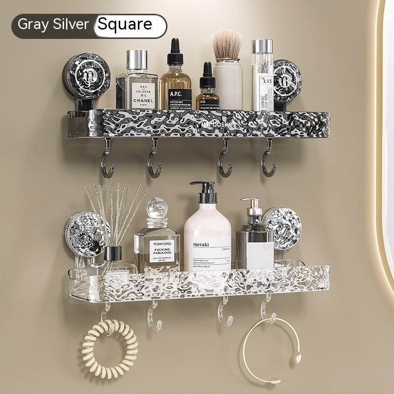 Bathroom Suction Plastic Storage Rack – Wall-Mounted, No-Drill Organizer