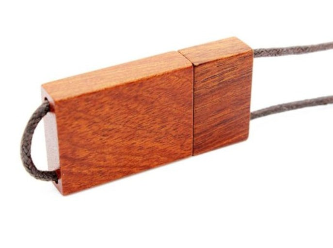 Wooden USB Flash Drive with Lanyard – Creative Gift, USB 3.0 (16–128GB)