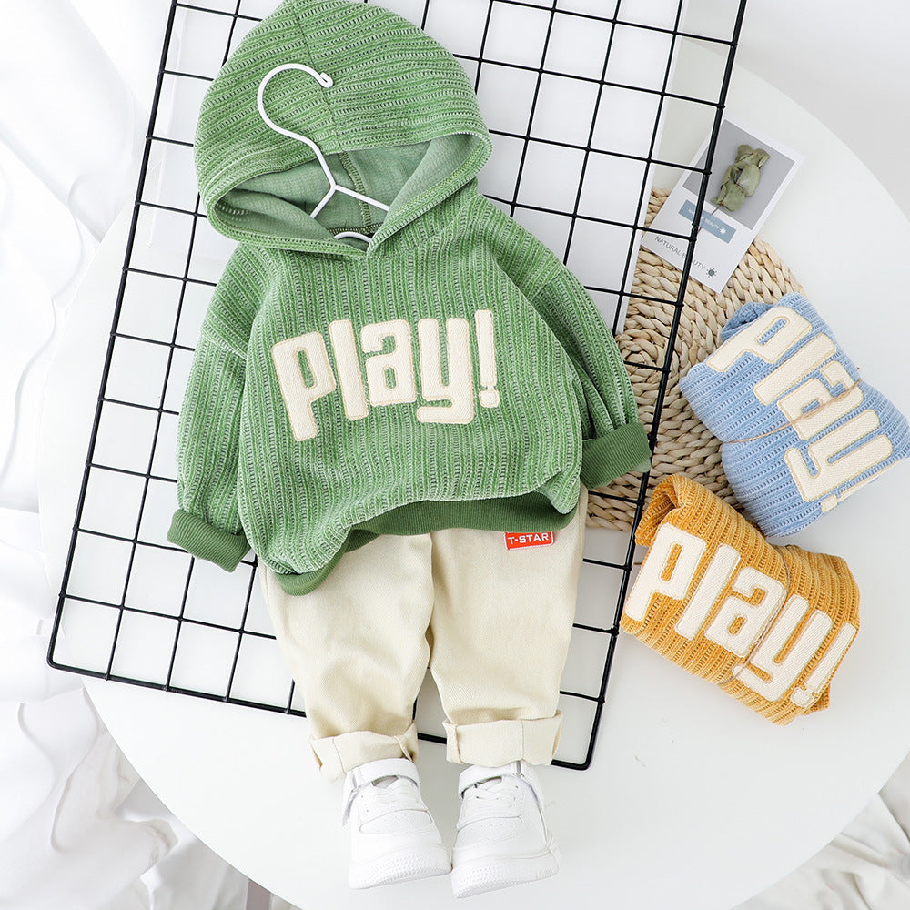 Long-sleeved Trousers And Hooded Sweater Baby Two-piece Suit
