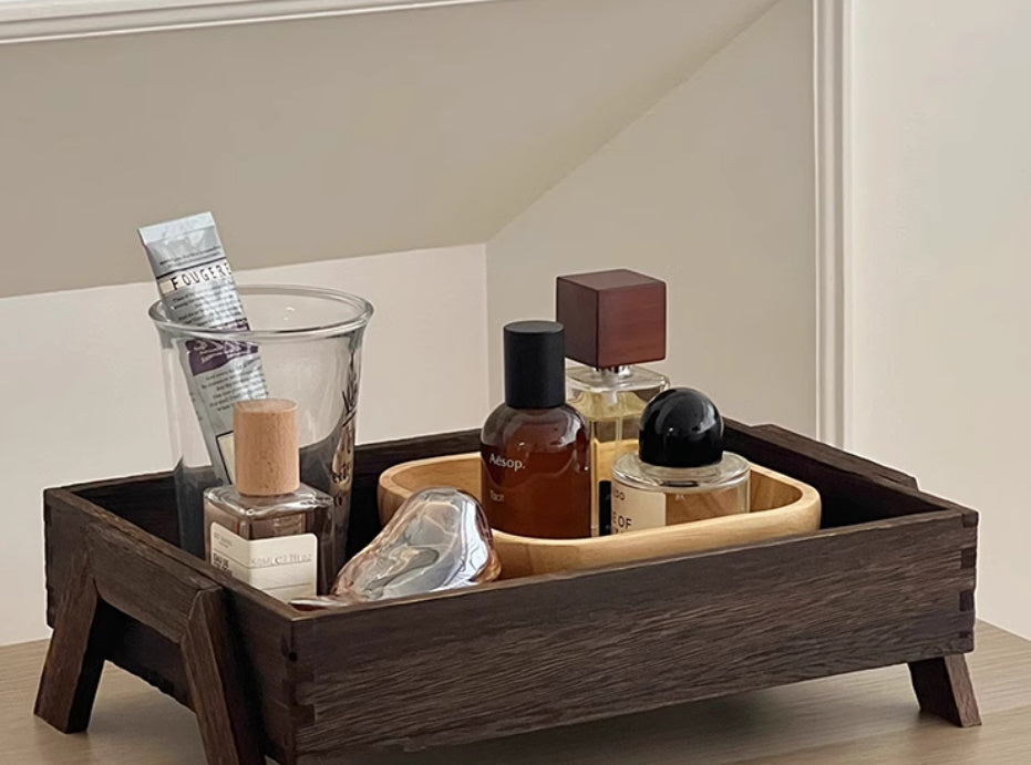 Rectangular Solid Wood Storage Tray