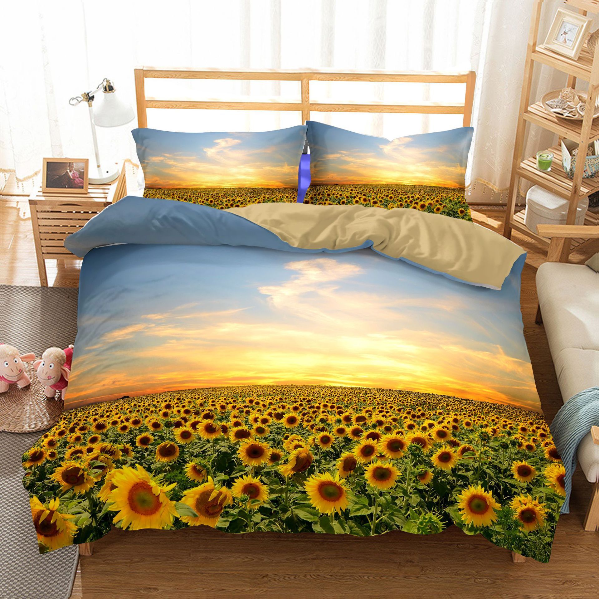 Three-Piece Sunflower Quilt Cover Bedding Set