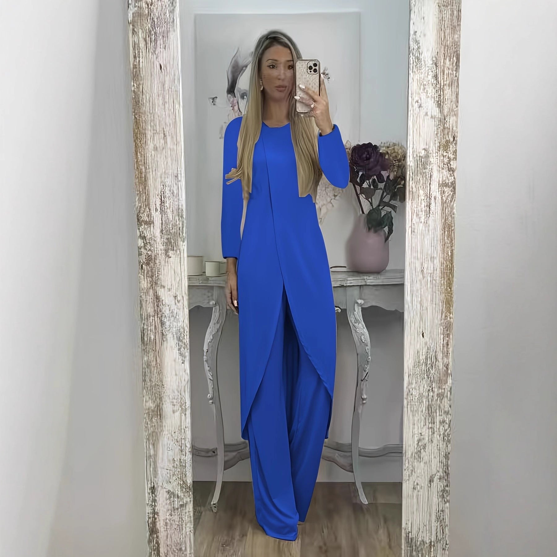 Unisex Relaxed Fit Two Piece Round Neck Polyester Set