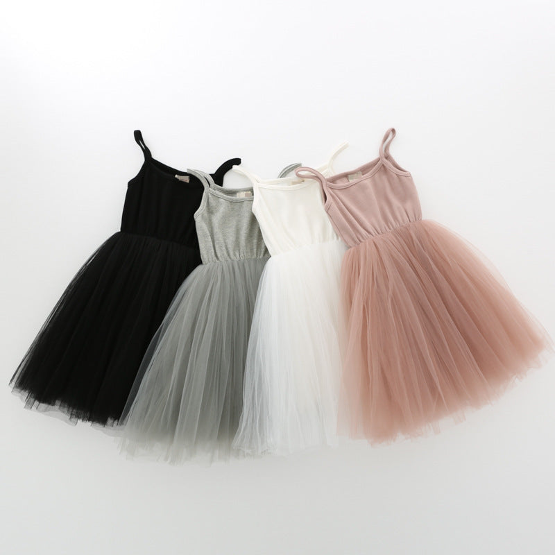 Girls Princess Pleated Suspender Dress Pure Cotton Deluxe