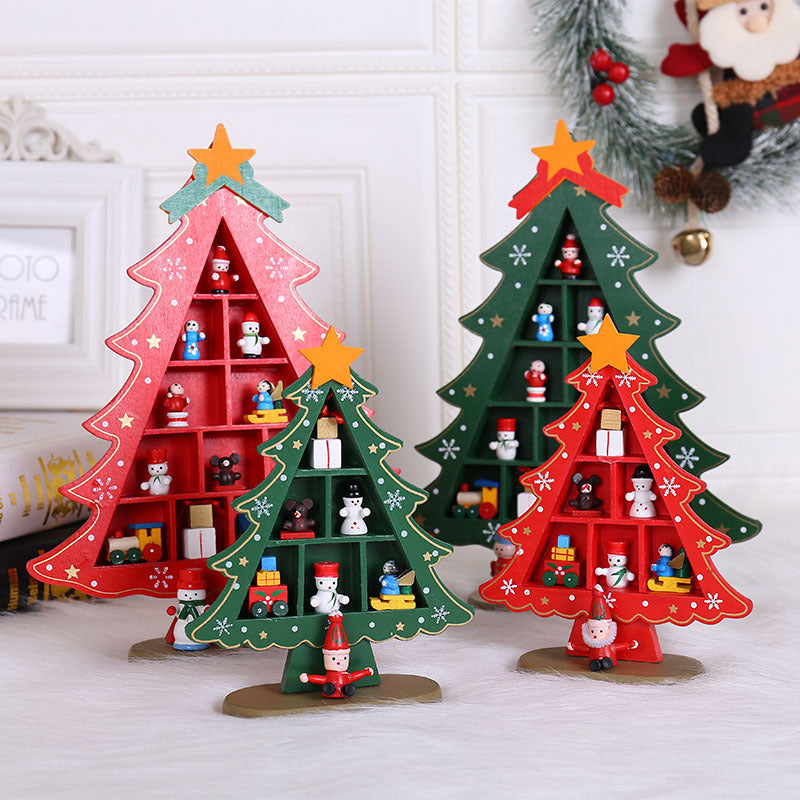 Wooden Christmas Tree Creative Scene Layout Ornaments