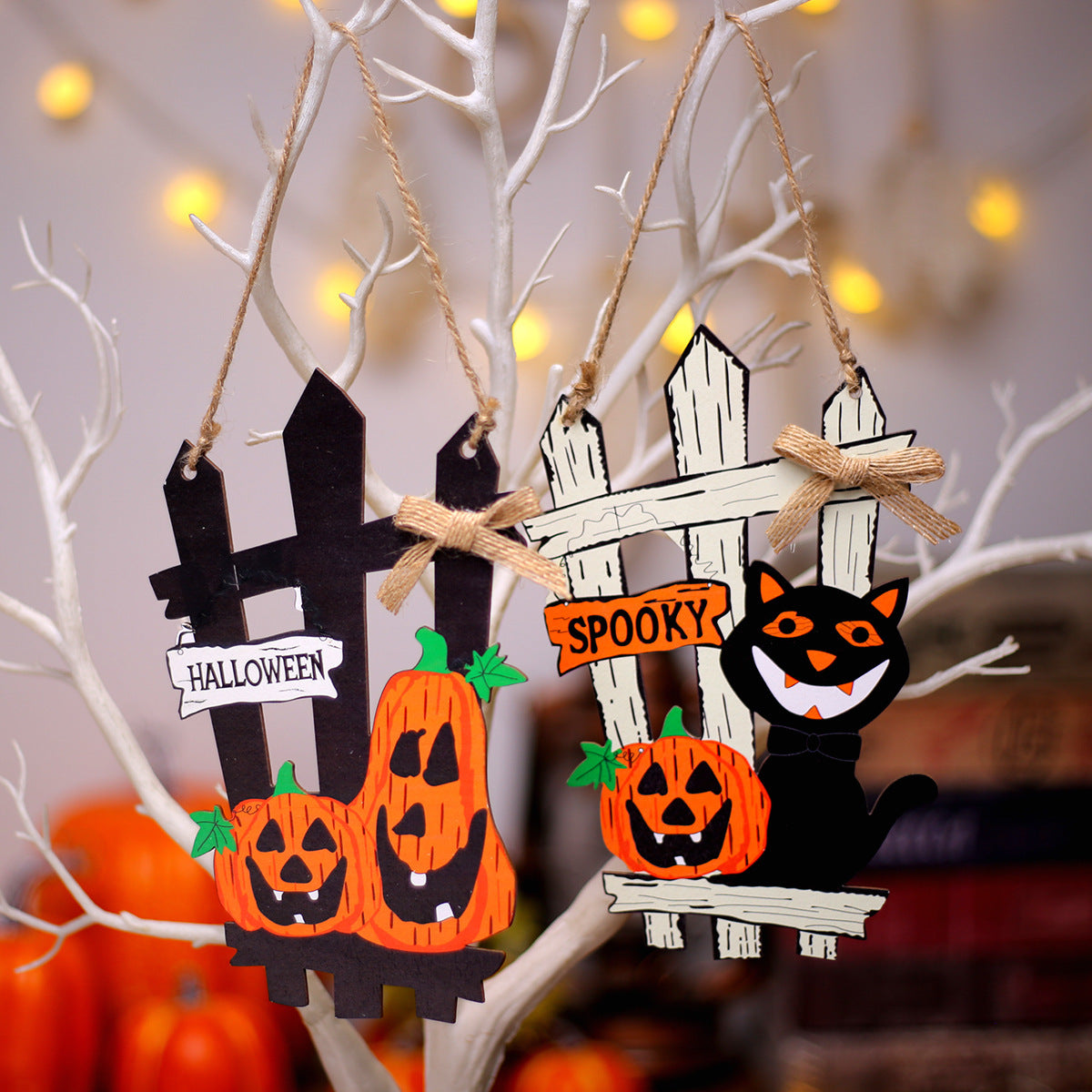 Halloween Black Cat Fence Door Decorations Hanging