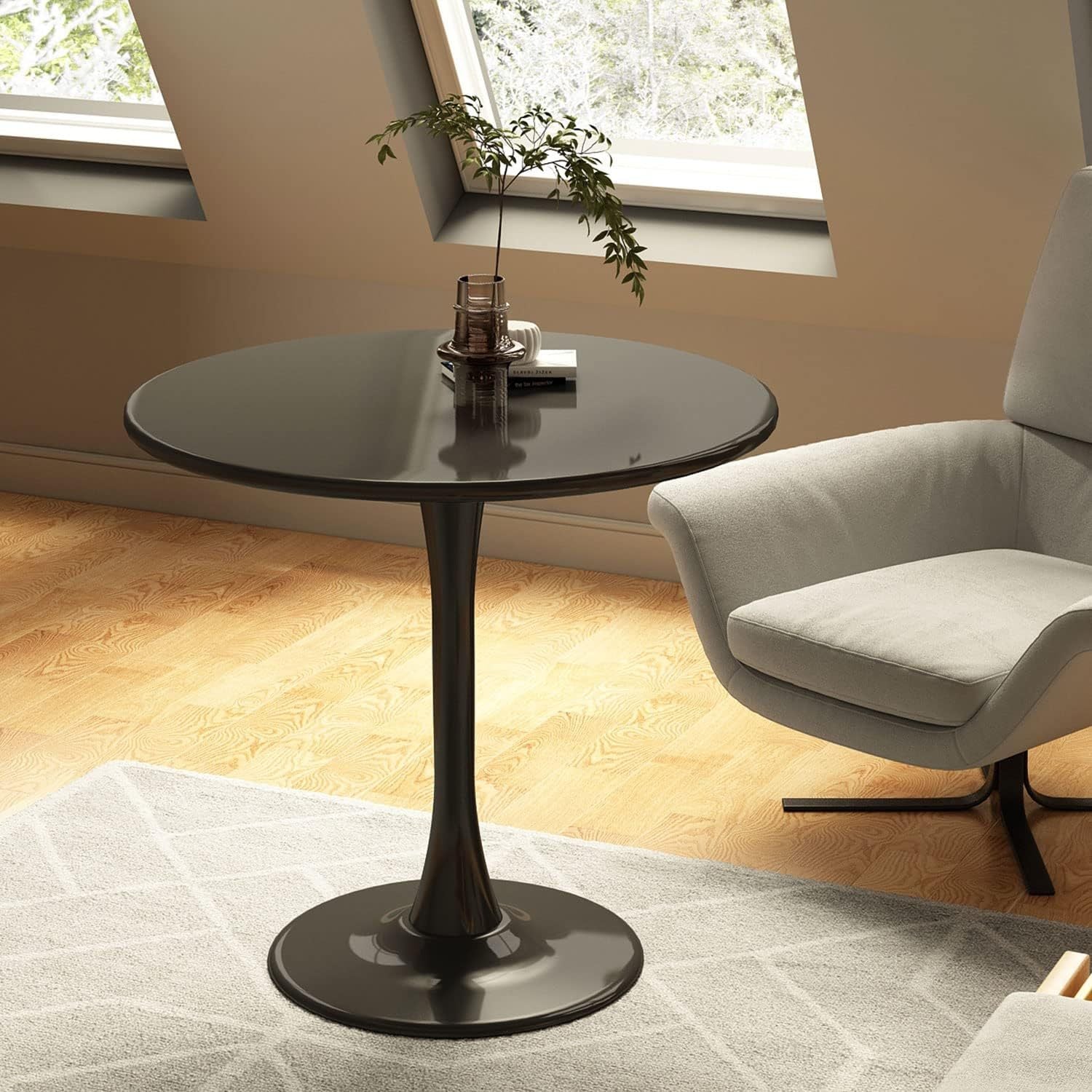 Modern Round Dining Table - Black