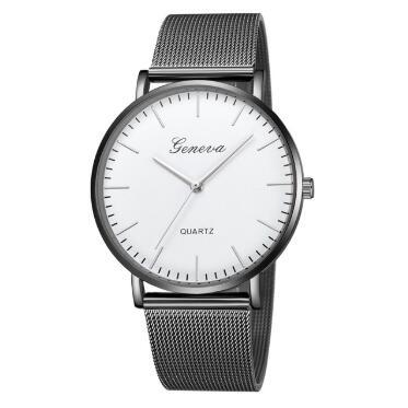 Unisex Casual Quartz Steel Watch Imitation Leather Bracelet