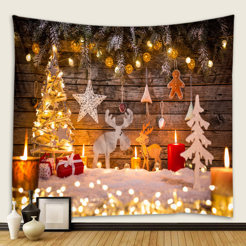 Christmas Tapestry Wall Cloth Fireplace Background Decoration