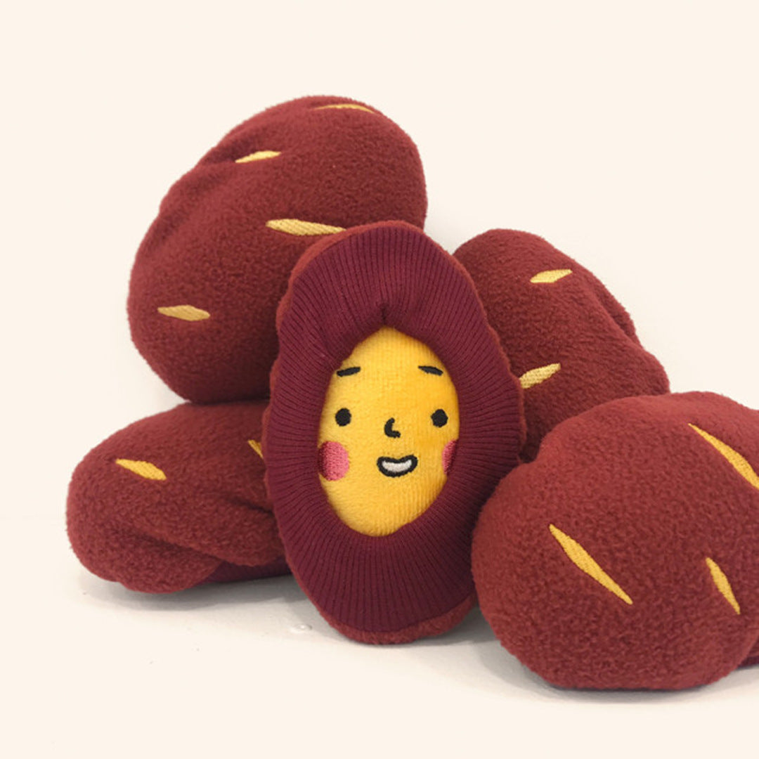 Cute Hidden Food Puzzle Toy Sweet Potato with Snack Pocket for Pets