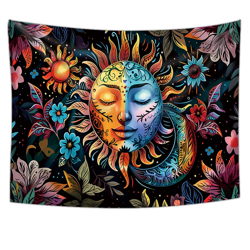 Sun Moon Face Decorative Tapestry