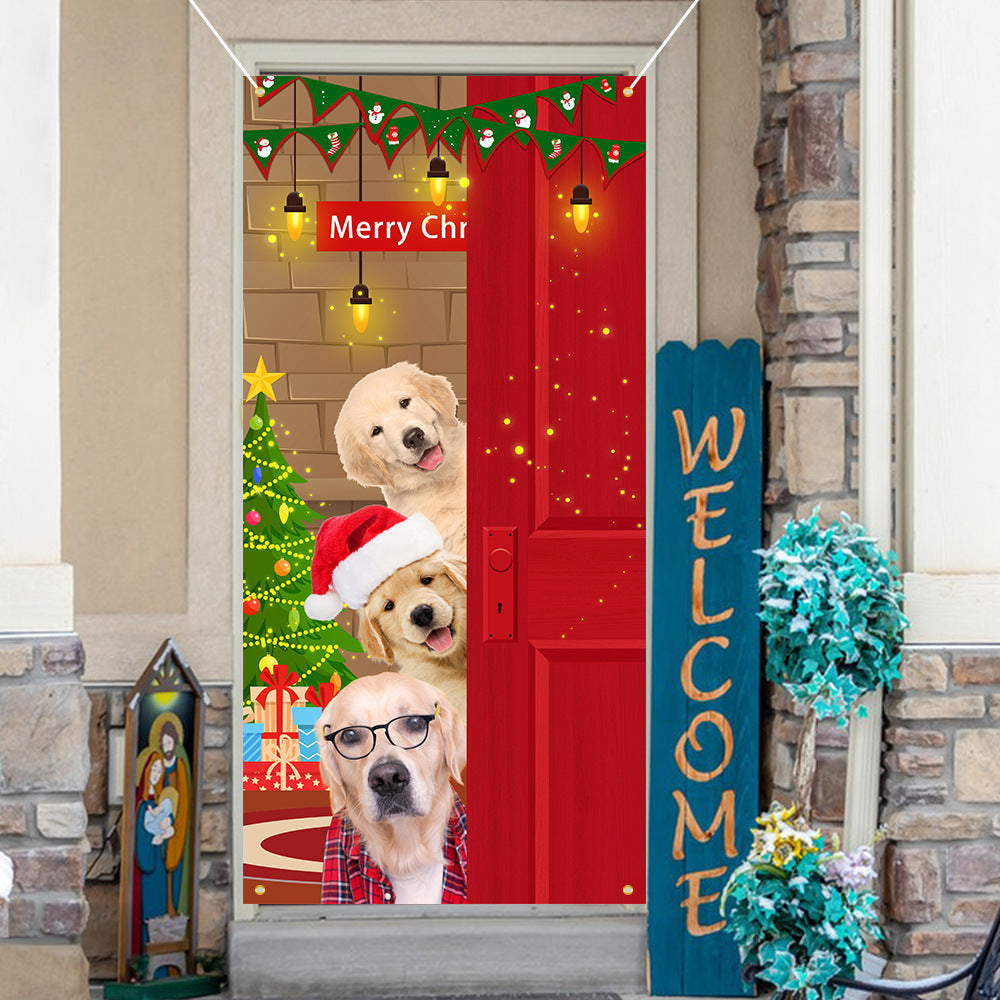Christmas Curtain Flag Outdoor Photo Puppy Background Hanging Cloth