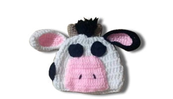 MooSnug™ Hand-Knitted Cow Suit – Wool & Cotton Hat + Pants Set