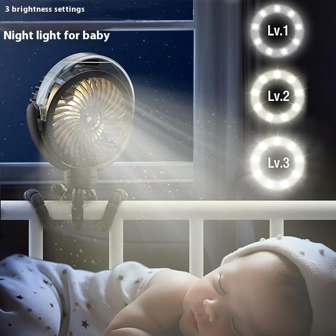 Outdoor Household Camping Comes With Ambience Light Stroller Octopus Spray Fan