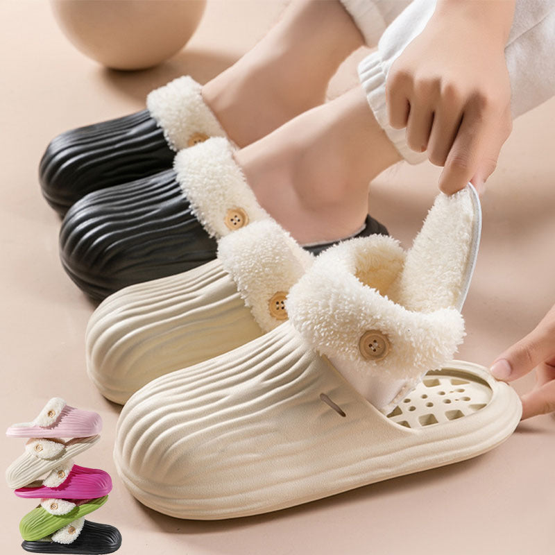Unisex Detachable Fluffy Slippers With Faux Fur Lining