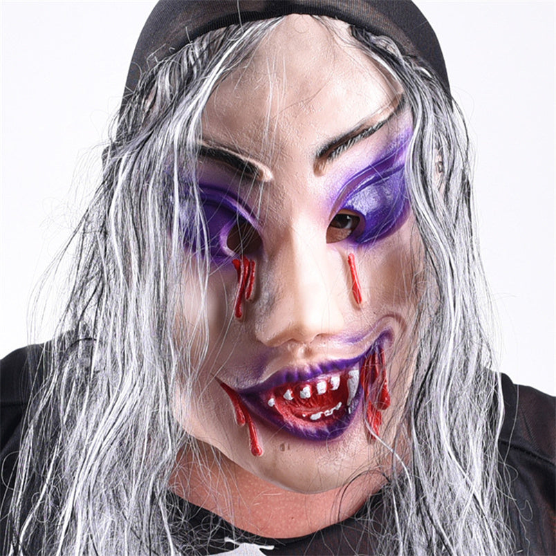 Horror Vampire Mask – Stiff Face Headgear for Halloween Cosplay and Costume Parties
