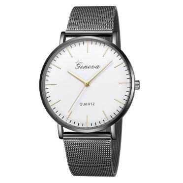 Unisex Casual Quartz Steel Watch Imitation Leather Bracelet