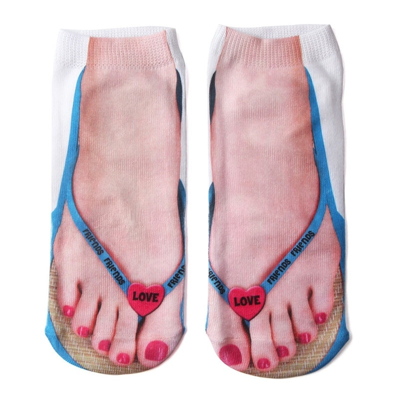 3D Printed Cartoon Flip Flop Socks for Couples