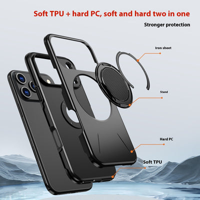 Rotating Magnetic Phone Case with Damping Bracket Two-in-One Design for 17 Series