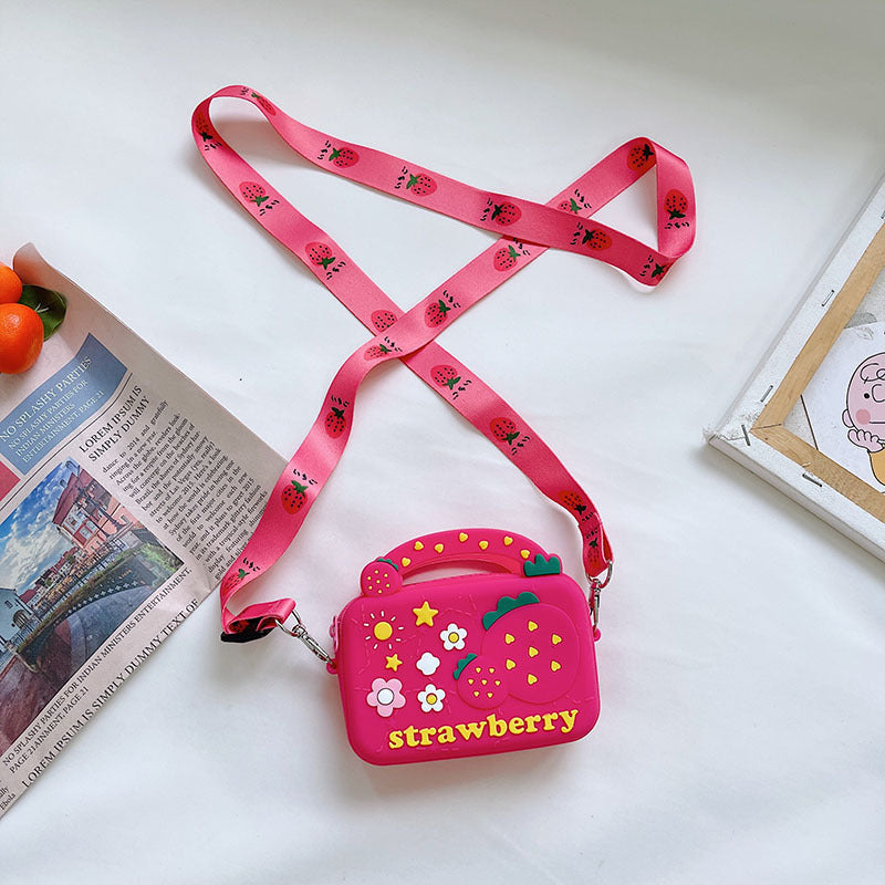 Silicone Children’s Portable Crossbody Bag – Fruit & Donut Shoulder Purse