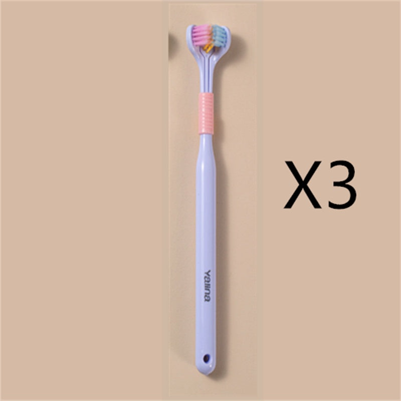 Three-Sided Macaron Soft Bristle Toothbrush – Deep Clean, Safe & Portable