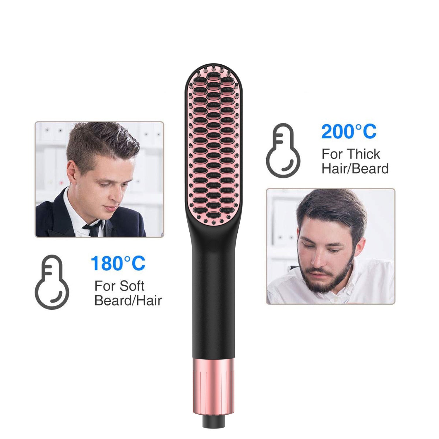 Men’s Mini Straight Hair Comb – Portable Electric Hair Styling Brush
