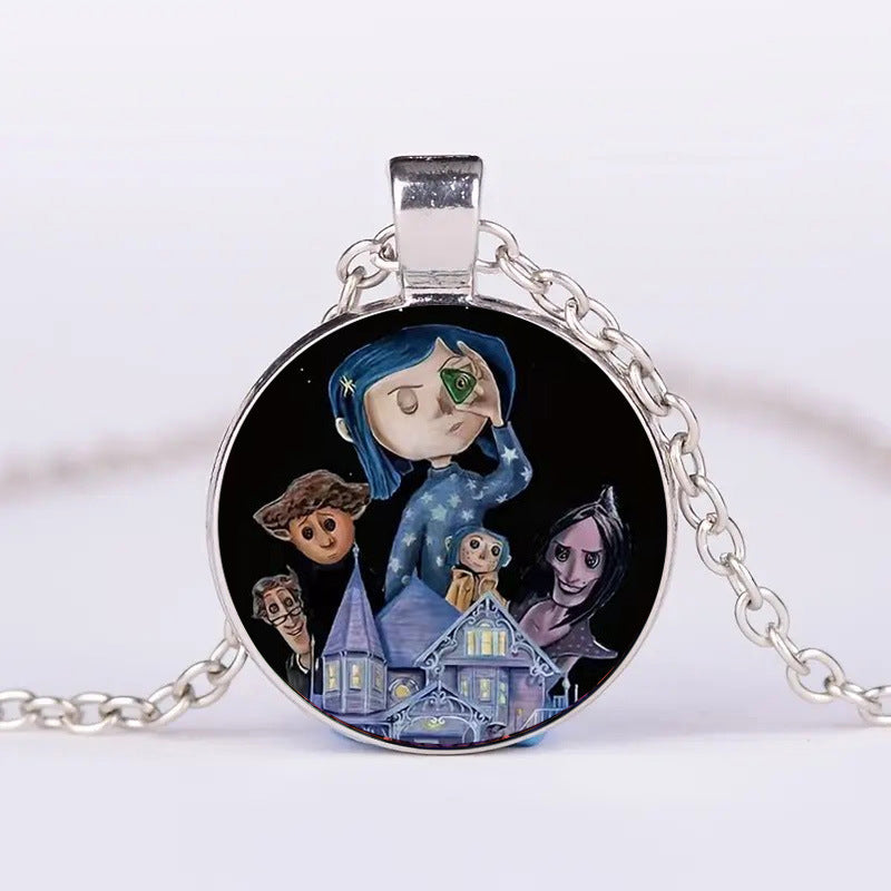 Halloween Pumpkin Ghost Bat Necklace – Round Clavicle Pendant Jewelry for Men and Women