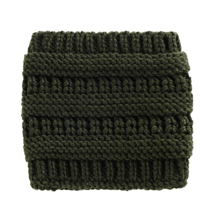 Soft Adjustable Acrylic Knit Women’s Winter Ponytail Beanie Headwrap