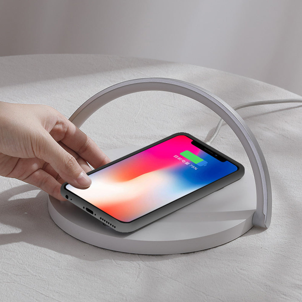 Fast Qi Wireless Charging Table Lamp – 15W Dimmable LED, Touch Control, USB-C