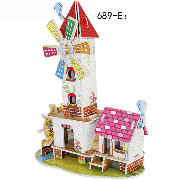 Children's 3D Three Dimensional Puzzle Paper Educational Toys Diy Building Hut