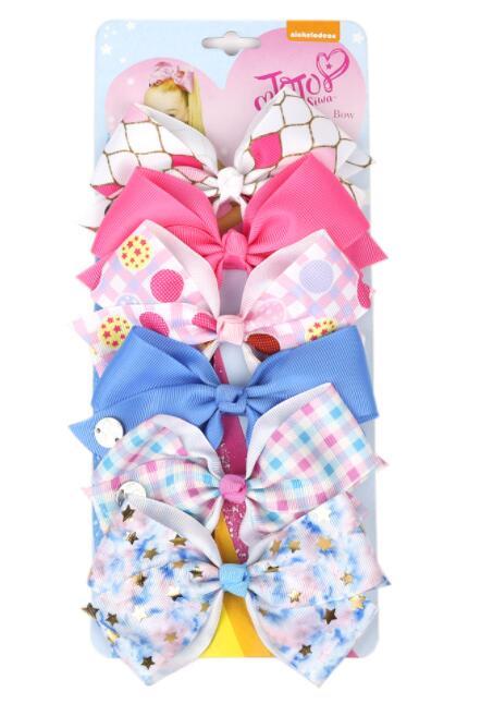 JOJO Style 5-Inch Bow Hairpin Set for Girls – 6-Piece Colorful Hair Clip Collection