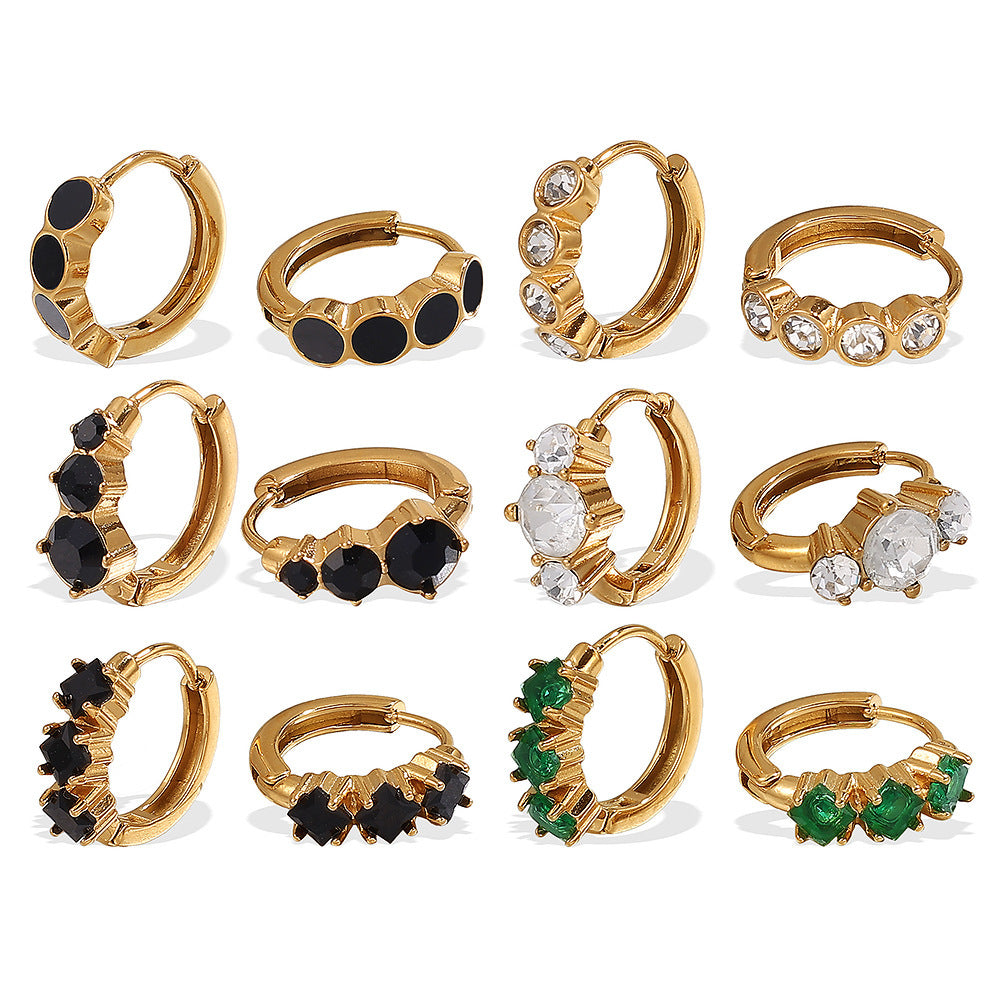 Fashion Simple Stainless Steel Rhinestone Earrings Refined Grace Advanced