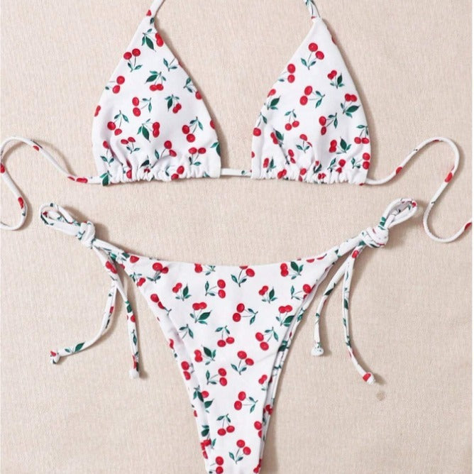 Women’s Sexy Solid Color Backless Bikini Briefs Set