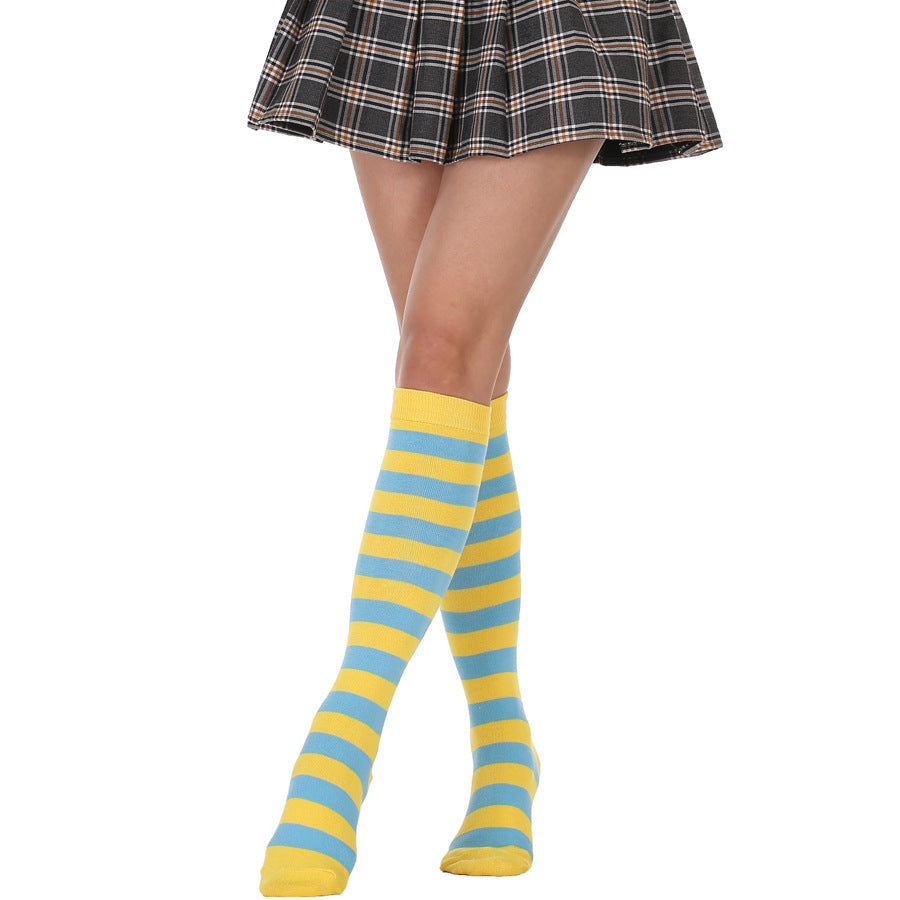 Striped Free Size Knee-length Half Student Dance Socks Women