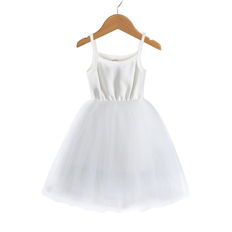 Girls' Rib Mesh Camisole Dress