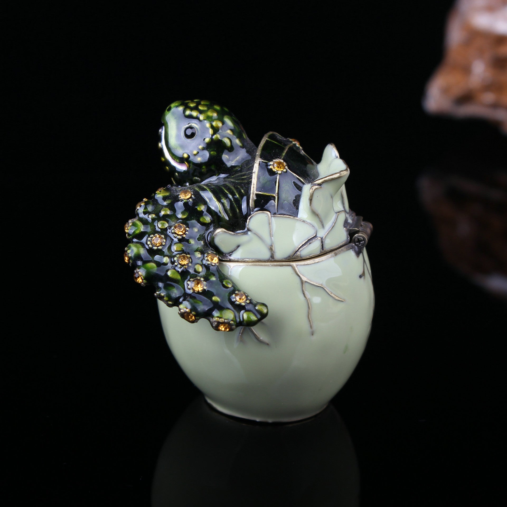 Eggshell Turtle Jewelry Box Home Ornament