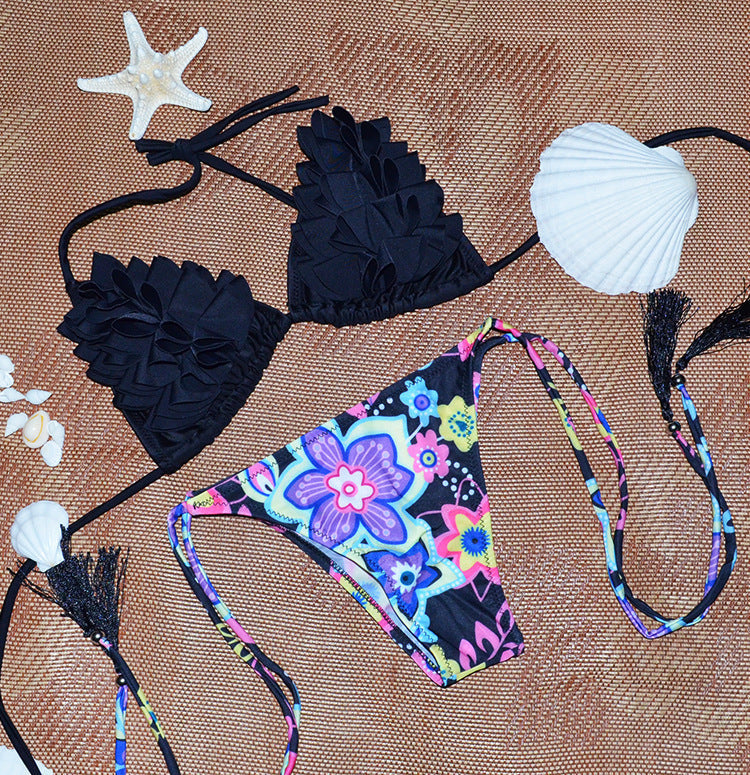 Women's Brazilian Split Bikini Set Nylon Spandex Two Piece
